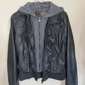 {CI SONO} Grey Leather Jacket LARGE